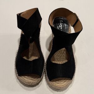 Bettye Muller Black Espadrille Wedges